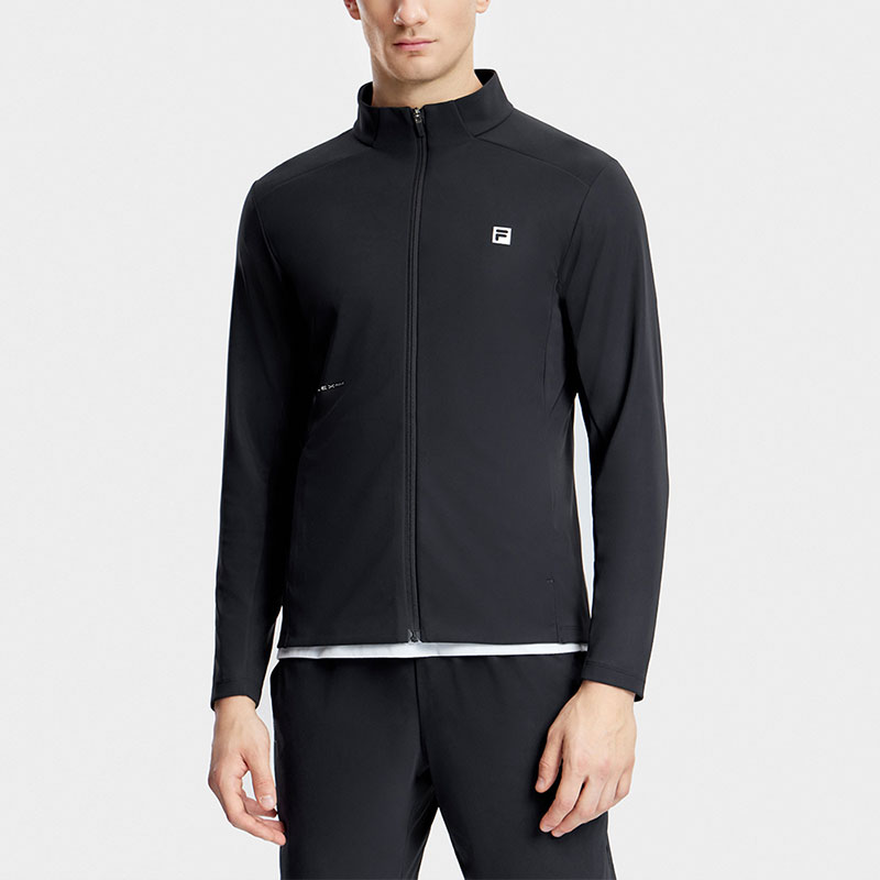 Shop Chaqueta de Punto FILA con Logo Sólido y Cuello Alto en Negro Intenso. A11M331502ABK