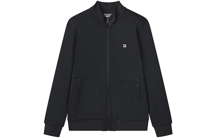 FILA  Solid Logo Stand Collar Long Sleeve Casual Jacket F11M328501F-BK
