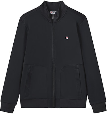 FILA Solid Logo Stand Collar Long Sleeve Casual Jacket F11M328501F-BK Order FILA Solid Logo Stand Collar Long Sleeve Casual Jacket F11M328501F-BK