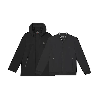 FILA Triple-In-One Down Jacket Black - Warm, Soft, Comfortable Fit. F11M443505F-BK
