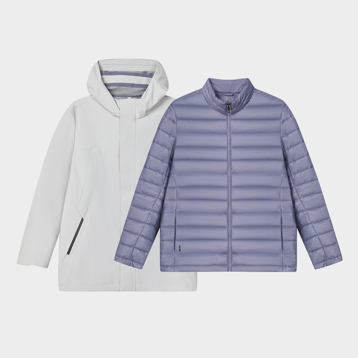 Shop FILA Jaket Kasual 2-in-1 dengan Hoodie Lepas Pasang - Mountain Rock Gray. F11M412701F-GY