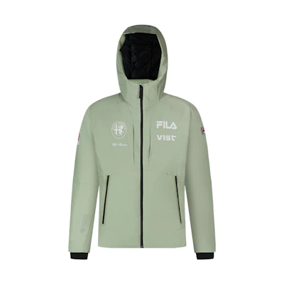 FILA Waterproof Insulated Ski Jacket with Logo Print in Sparkling Green. A11M346904F-GN-yc