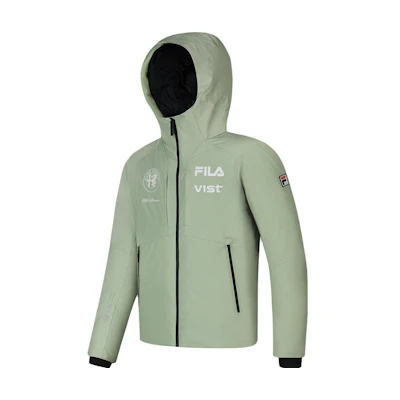 FILA Windproof Ski Outdoor Down Jacket in Shimmering Green. A11M346904F-TQ