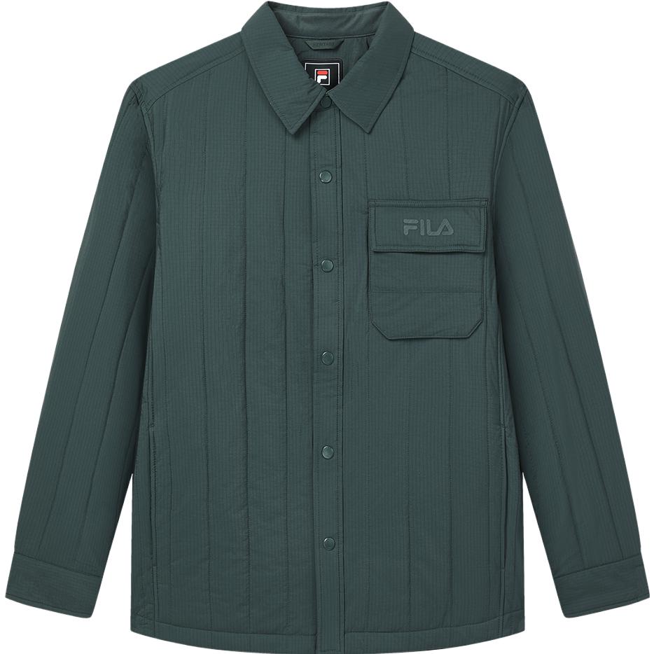 Order FILA 冬用断熱シャツジャケット 深緑 バンブーグリーン シングルボタン F11M348902F-DG