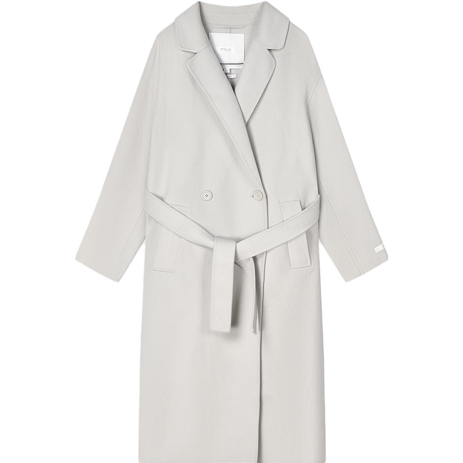 FILA  Wool Coat Fashion Simple Lapel Single Button Overcoat Warm Gray F11M345701F-GY