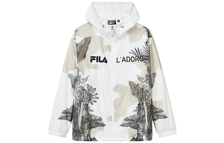 FILA All-Over Print Loose Fit Hooded Jacket Autumn Collection F11M238707F-ZA
