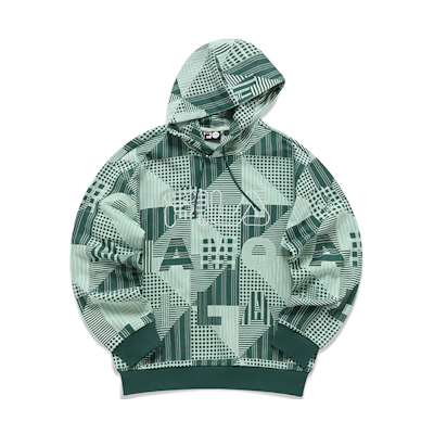 FILA All-Over Print Loose Fit Hoodie Garden Green - T11M213212F-GN