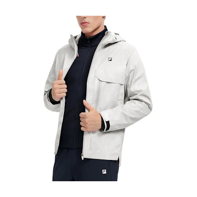 FILA All-Over Print Solid Color Zip Jacket & Hoodie Tracksuit Set A11M311701F-ZA