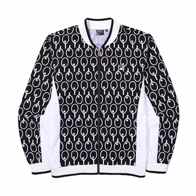 FILA All-Over Print V-Neck Zip Jacket Unisex - Dark Blue Long Sleeve FS2JKG2302XBLK