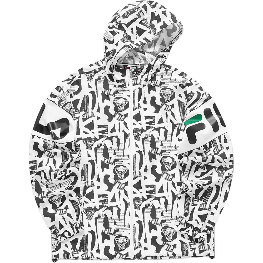 FILA All-Over Print Zip-Up Hoodie Jacket White T11M115702-WT