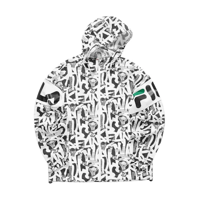 FILA All-Over Print Zip-Up Hoodie Jacket White T11M115702-WT