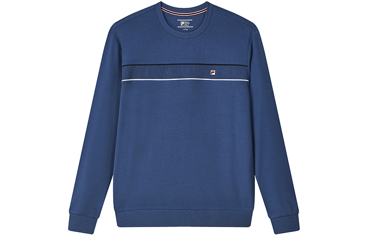 FILA Athletic Crewneck Sweatshirt Iron Blue Patchwork Design F11M131201F-BU