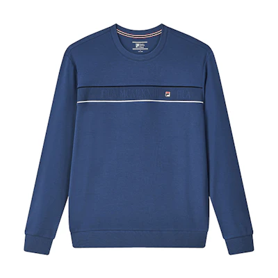 FILA Athletic Crewneck Sweatshirt Iron Blue Patchwork Design F11M131201F-BU