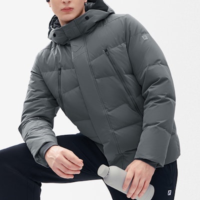 FILA Athletics Basic Grey Hooded Long Sleeve Down Jacket A11M242904FGY Shop FILA Athletics Basic Grey Hooded Long Sleeve Down Jacket A11M242904FGY