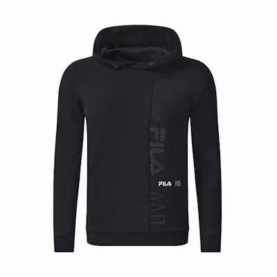 FILA Athletics Basic Logo Black Knit Hoodie Casual Sportswear A11M231211F-BK