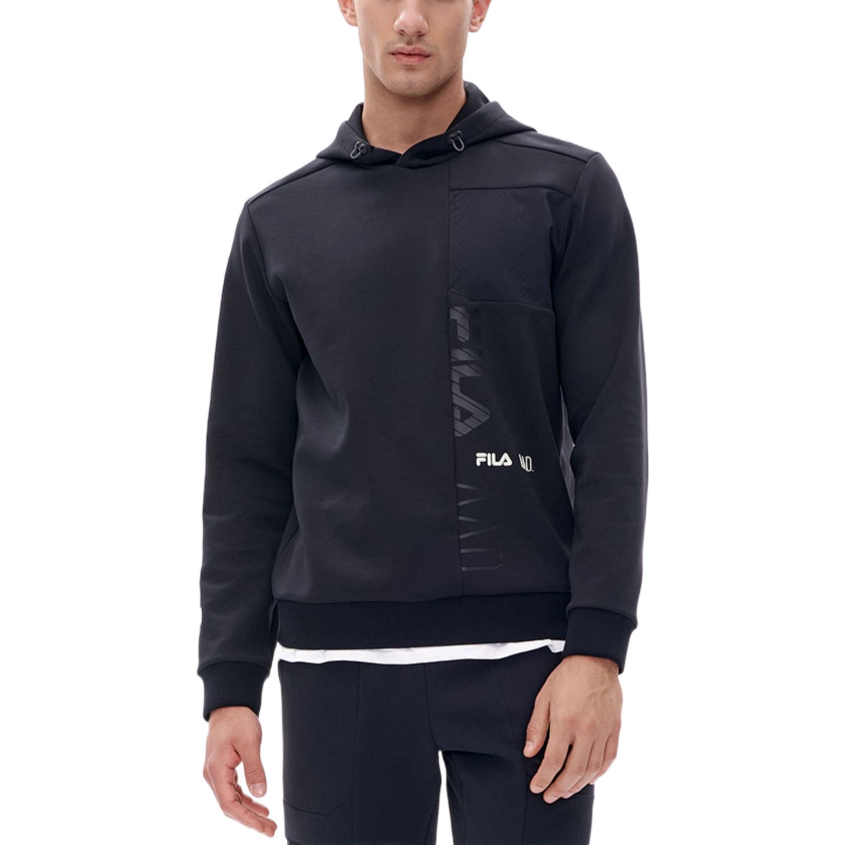 FILA Athletics Basic Logo Black Knit Hoodie Casual Sportswear A11M231211F-BK 圖 5