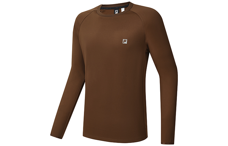 FILA Athletics Basic Pullover Knit Running Sweatshirt Leather Brown A11M242203F-BN