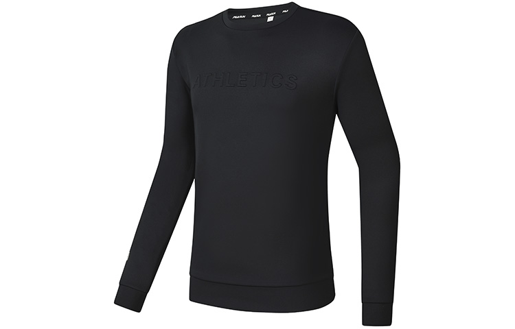 FILA Athletics Basic Solid Black Crewneck Knit Pullover Sweatshirt Men A11M242202FBK