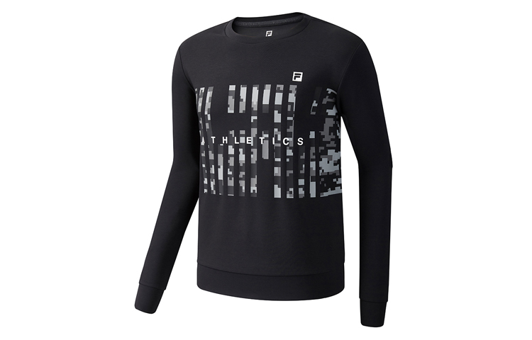 FILA Athletics Black Crewneck Pullover Sweatshirt with Chest Logo Print A11M031221FBK
