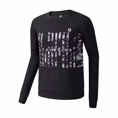 FILA Athletics Black Crewneck Pullover Sweatshirt with Chest Logo Print A11M031221FBK