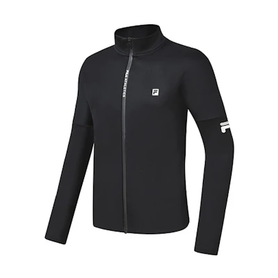 FILA Athletics Black Fleece Jacket with Logo Patch and Solid Design A11M241505F-BK