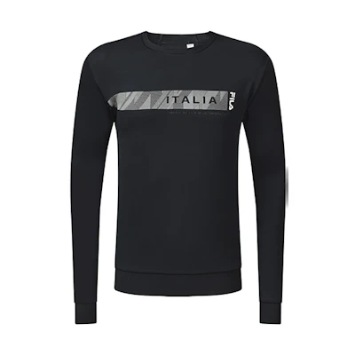 FILA Athletics Black Pullover Knit Sweatshirt with Logo Design A11M231205F-BK