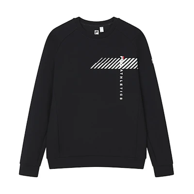FILA Athletics Black Pullover Sweatshirt Casual Sportswear A11M211210F-BK