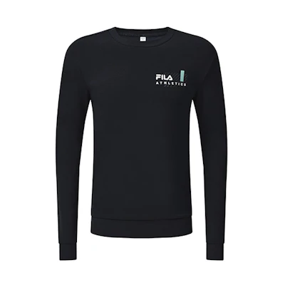 FILA Athletics Blue Knit Pullover Crewneck Sweatshirt with Logo Print A11M241220FNV