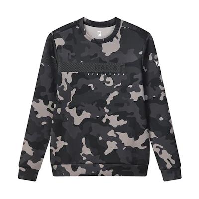 FILA Athletics Camo Print Pullover Crewneck Sweatshirt Dark Gray A11M131261F-PT