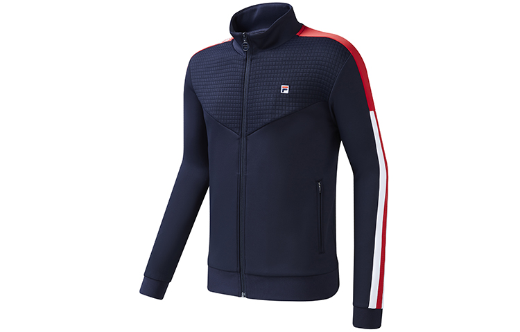 FILA Athletics Colorblock Knit Jacket with Logo Print in Royal Blue A11M113501F-NV