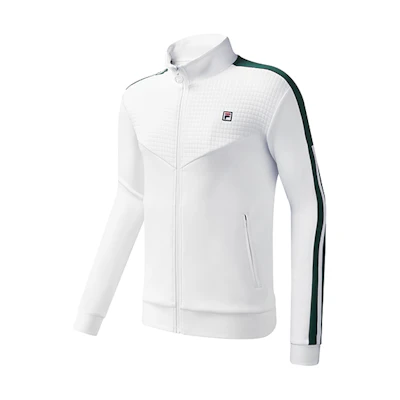 FILA Athletics Colorblock Logo Print Knit Coach Jacket Men Jade White A11M113501F-WT