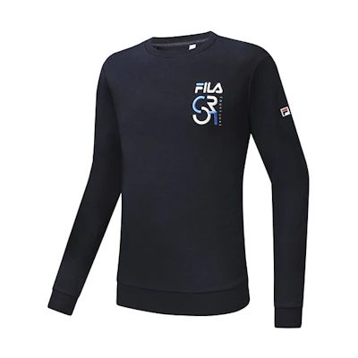 FILA Athletics Embroidered Logo Basic Tennis Pullover Sweatshirt Navy A11M313207F-NV