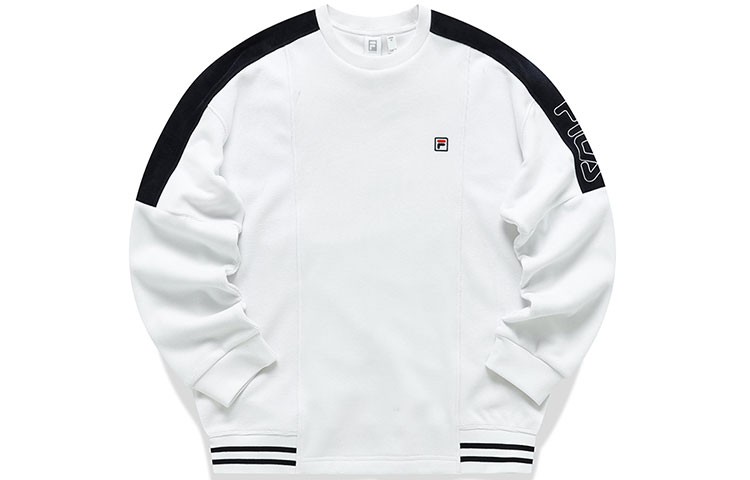 FILA Athletics Embroidered Logo Colorblock Fleece Sweatshirt White Winter A11M143222F-WT
