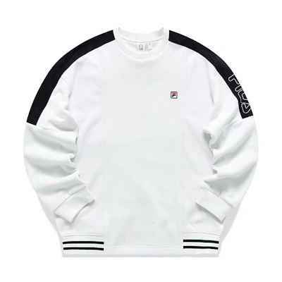 FILA Athletics Embroidered Logo Colorblock Fleece Sweatshirt White Winter A11M143222F-WT
