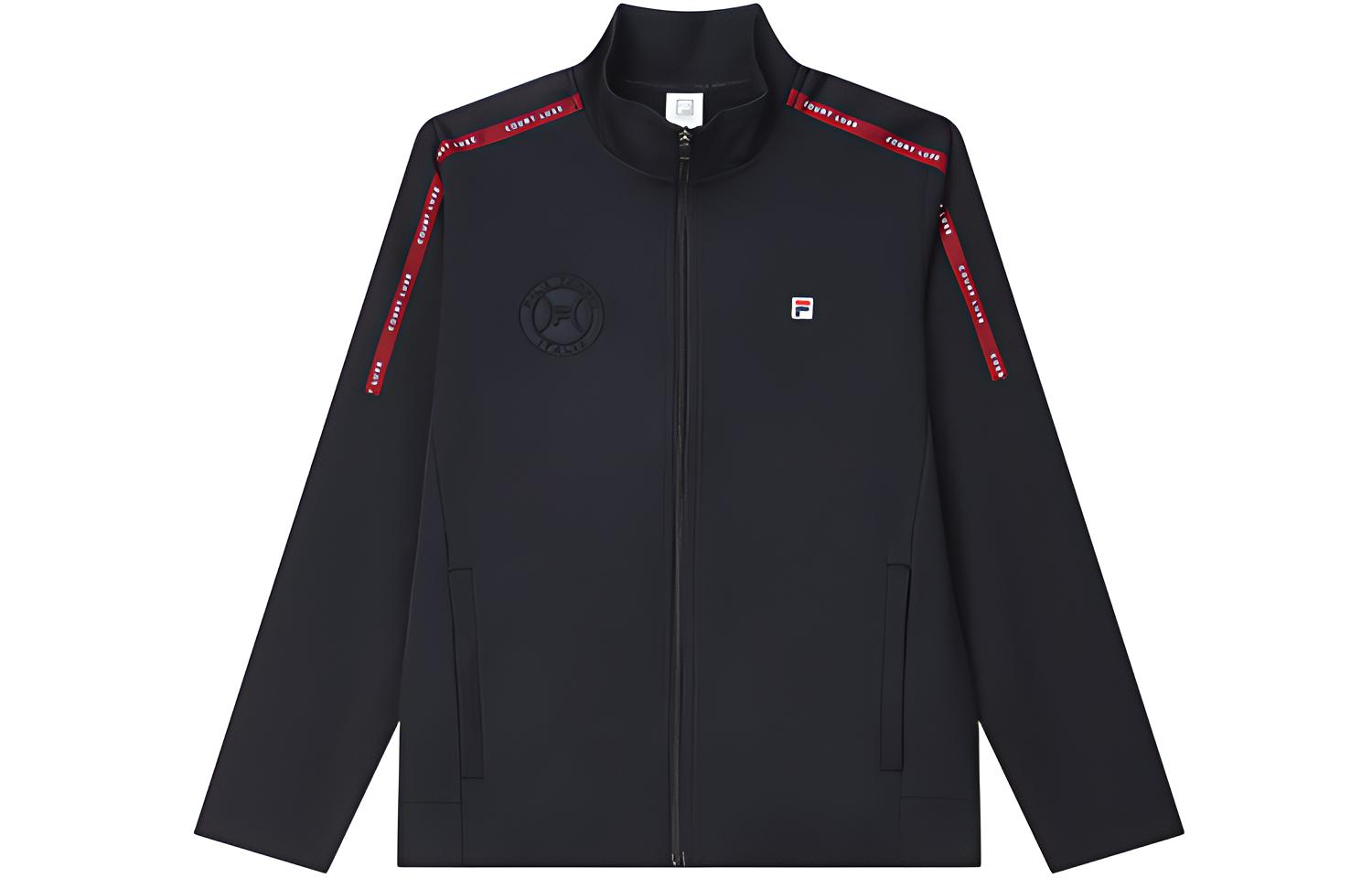 FILA Athletics Embroidered Logo Slim Fit Knit Zip Jacket Navy Blue Mens A11M133503F-NV