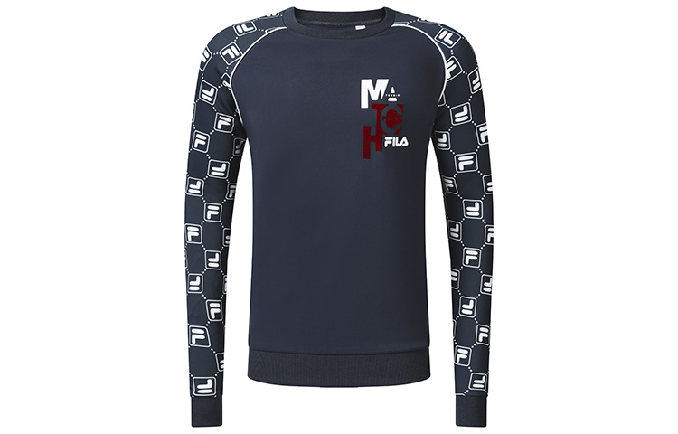 FILA Athletics Geometric Logo Print Knit Sweatshirt Men’s Royal Blue A11M233210F-NV