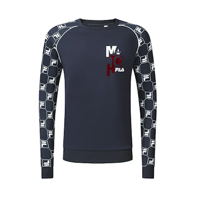 FILA Athletics Geometric Logo Print Knit Sweatshirt Men’s Royal Blue A11M233210F-NV