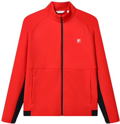 FILA Athletics Golf Knit Jacket with Logo in Tomato Red A11M215511F-RD Buy FILA Athletics Golf Knit Jacket with Logo in Tomato Red A11M215511F-RD
