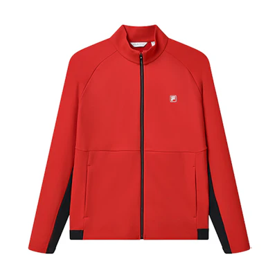FILA Athletics Golf Knit Jacket with Logo in Tomato Red A11M215511F-RD