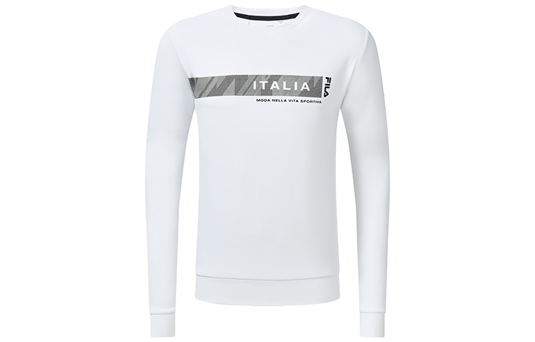 FILA Athletics Jade White Knit Pullover Sweatshirt Logo Casual Fitness A11M231205F-WT