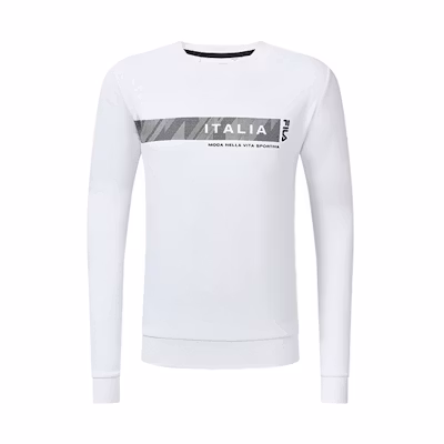 FILA Athletics Jade White Knit Pullover Sweatshirt Logo Casual Fitness A11M231205F-WT