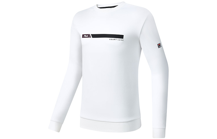 FILA Athletics Jade White Logo Crew Neck Tennis Knit Pullover Sweatshirt A11M243207F-WT