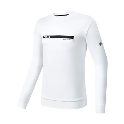 FILA Athletics Jade White Logo Crew Neck Tennis Knit Pullover Sweatshirt A11M243207F-WT
