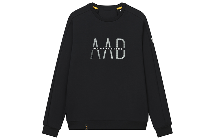FILA Athletics Letter Print Crewneck Sweatshirt Black A11M141231F-BK
