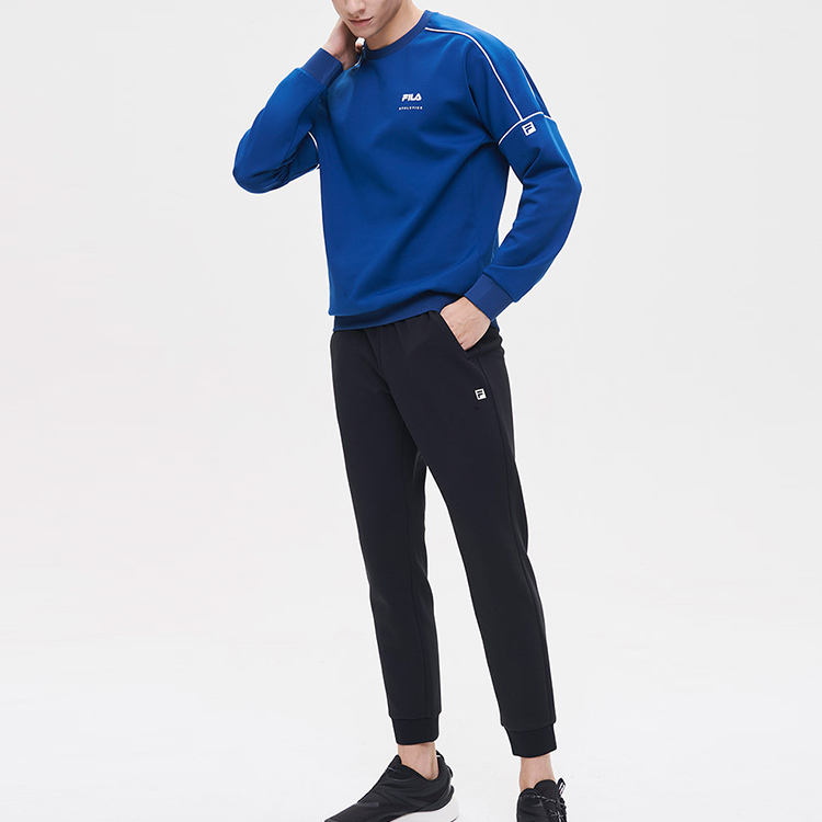Shop FILA 運動印字圓領長袖上衣 - 銀河藍 A11M131222FNV