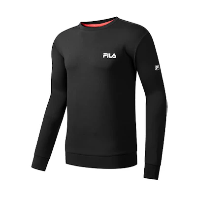 FILA Athletics Logo Crewneck Sports Long Sleeve Sweatshirt Men’s Black A11M011237GBK