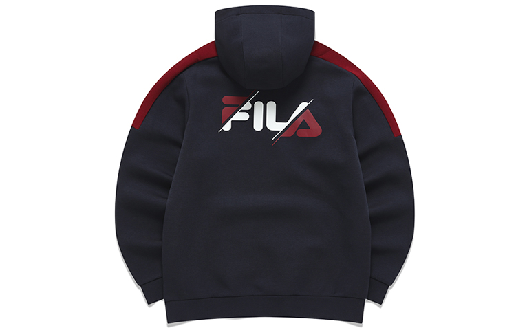 Lookbook FILA 男款刺繡標誌拼色運動長袖上衣 藍色 A11M143213F-NV
