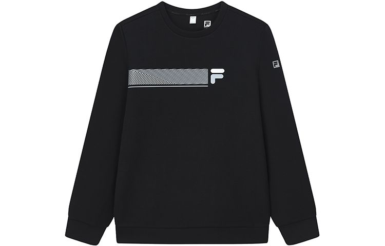 FILA Athletics Logo Print Retro Pullover Sweatshirt Deep Black A11M141204F-BK