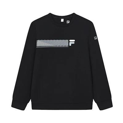 FILA Athletics Logo Print Retro Pullover Sweatshirt Deep Black A11M141204F-BK