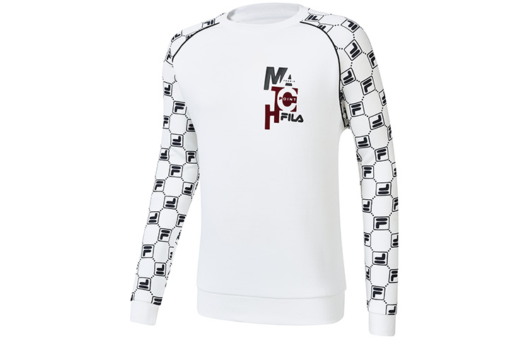 FILA Athletics Loose Fit Logo Knit Pullover Sweatshirt Jade White A11M233206F-WT